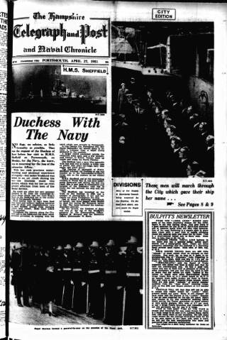 cover page of Hampshire Telegraph published on April 27, 1951