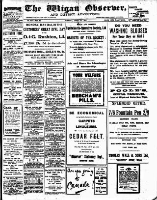 cover page of Wigan Observer and District Advertiser published on April 27, 1915