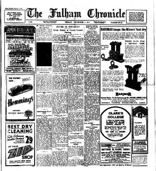 cover page of Fulham Chronicle published on December 3, 1943