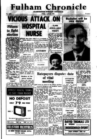 cover page of Fulham Chronicle published on April 17, 1970