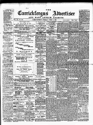 cover page of Carrickfergus Advertiser published on June 2, 1893