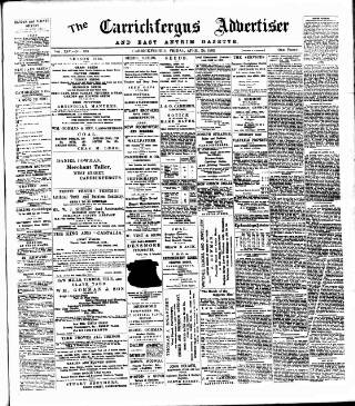 cover page of Carrickfergus Advertiser published on April 24, 1903