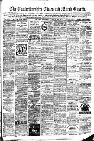 cover page of Cambridgeshire Times published on March 28, 1879