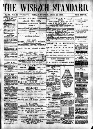 cover page of Wisbech Standard published on June 21, 1889
