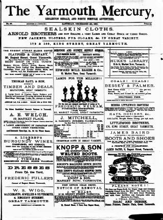 cover page of Yarmouth Mercury published on December 4, 1880