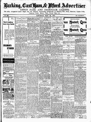 cover page of Barking, East Ham & Ilford Advertiser, Upton Park and Dagenham Gazette published on May 25, 1901