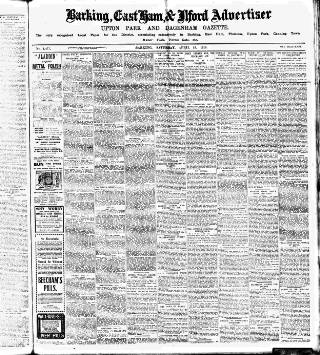 cover page of Barking, East Ham & Ilford Advertiser, Upton Park and Dagenham Gazette published on April 19, 1913