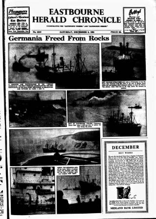 cover page of Eastbourne Herald published on December 3, 1955