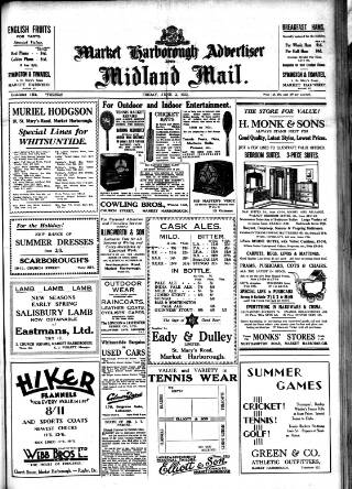 cover page of Market Harborough Advertiser and Midland Mail published on June 2, 1933