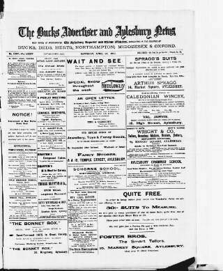 cover page of Bucks Advertiser & Aylesbury News published on April 23, 1910
