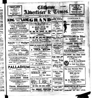 cover page of Clitheroe Advertiser and Times published on May 28, 1937