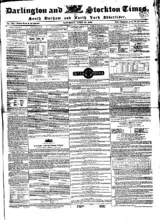 cover page of Darlington & Stockton Times, Ripon & Richmond Chronicle published on April 27, 1850
