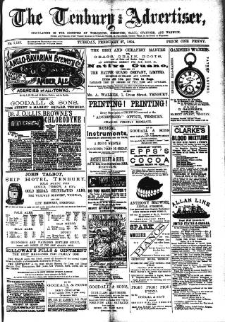 cover page of Tenbury Wells Advertiser published on February 27, 1894