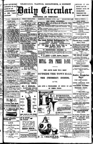 cover page of Leamington, Warwick, Kenilworth & District Daily Circular published on June 2, 1910