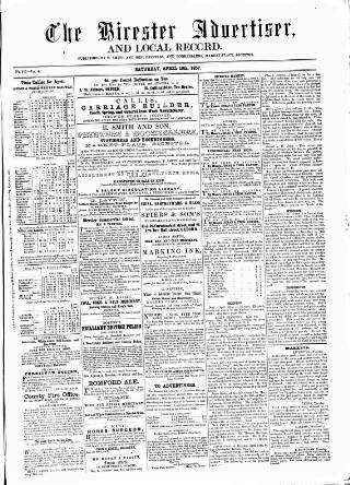 cover page of Bicester Advertiser published on April 18, 1857