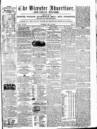 cover page of Bicester Advertiser published on June 1, 1861