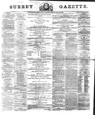 cover page of Surrey Gazette published on May 25, 1866