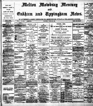 cover page of Melton Mowbray Mercury and Oakham and Uppingham News published on April 28, 1892