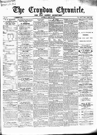 cover page of Croydon Chronicle and East Surrey Advertiser published on April 27, 1867