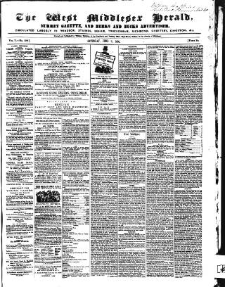 cover page of West Middlesex Herald published on June 2, 1860