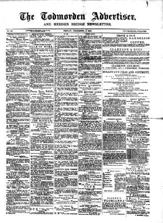 cover page of Todmorden Advertiser and Hebden Bridge Newsletter published on December 4, 1891