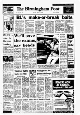 cover page of Birmingham Daily Post published on April 19, 1979