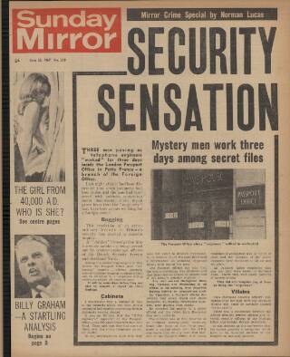 cover page of Sunday Mirror published on June 25, 1967