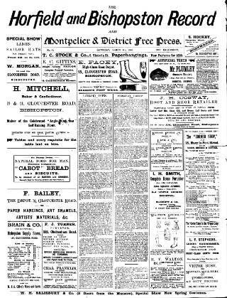 cover page of Horfield and Bishopston Record and Montepelier & District Free Press published on March 5, 1898