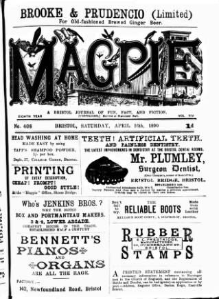 cover page of Bristol Magpie published on April 26, 1890