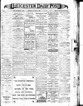 cover page of Leicester Daily Post published on June 1, 1914