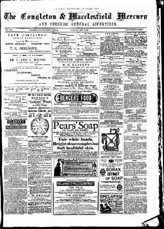 cover page of Congleton & Macclesfield Mercury, and Cheshire General Advertiser published on April 17, 1886