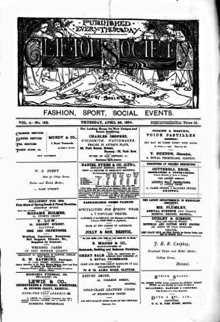 cover page of Clifton Society published on April 26, 1894
