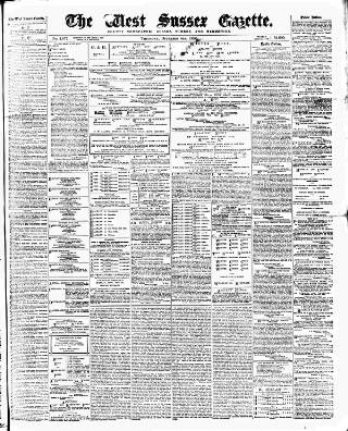 cover page of West Sussex Gazette published on December 4, 1890
