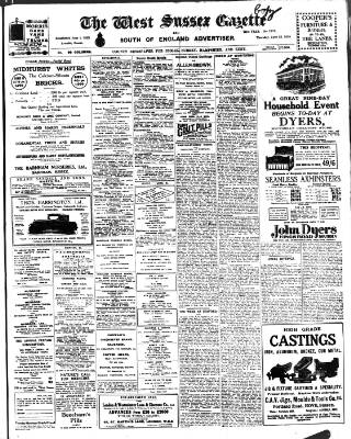 cover page of West Sussex Gazette published on April 25, 1929