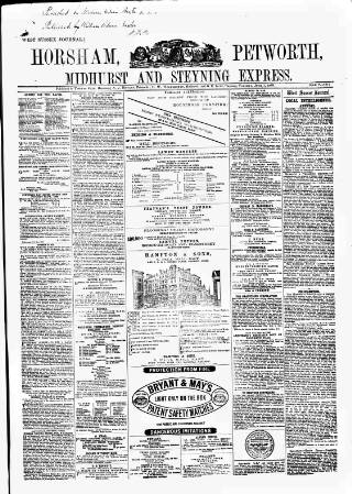 cover page of Horsham, Petworth, Midhurst and Steyning Express published on June 1, 1869