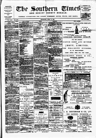 cover page of Southern Times and Dorset County Herald published on April 19, 1902