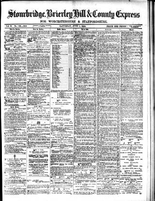 cover page of County Express published on June 2, 1888