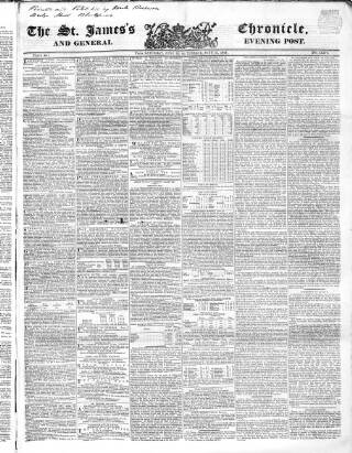 cover page of Saint James's Chronicle published on June 27, 1843