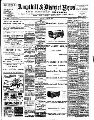 cover page of Ampthill & District News published on June 2, 1900