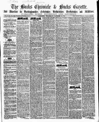 cover page of Bucks Chronicle and Bucks Gazette published on November 28, 1860