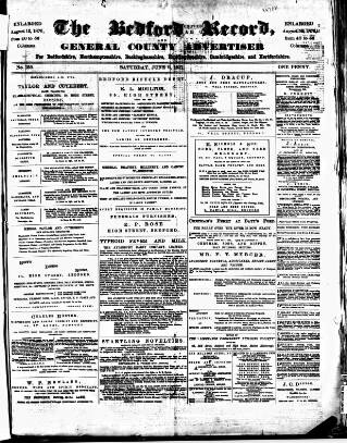 cover page of Bedford Record published on June 2, 1877