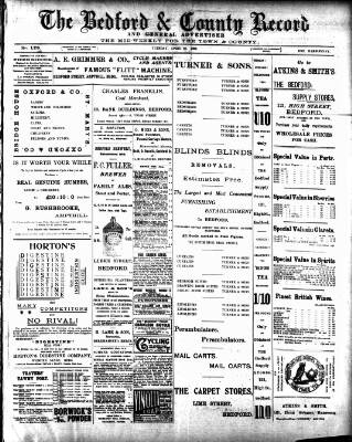 cover page of Bedford Record published on April 25, 1899