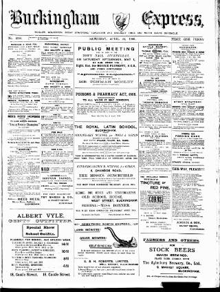 cover page of Buckingham Express published on April 24, 1909