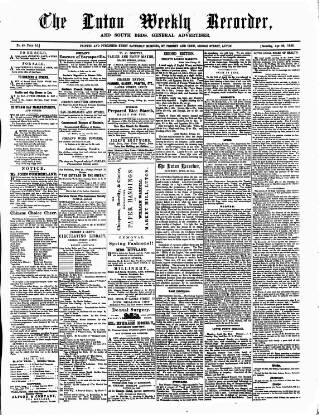 cover page of Luton Weekly Recorder published on April 26, 1856