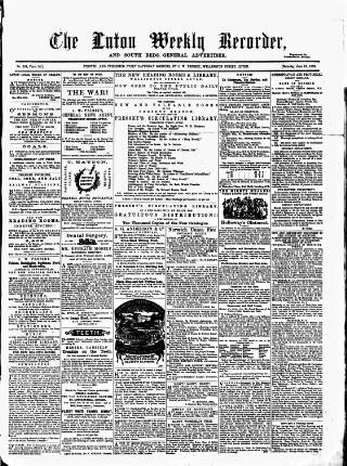 cover page of Luton Weekly Recorder published on June 18, 1859