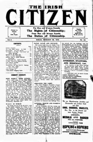 cover page of Irish Citizen published on November 29, 1913