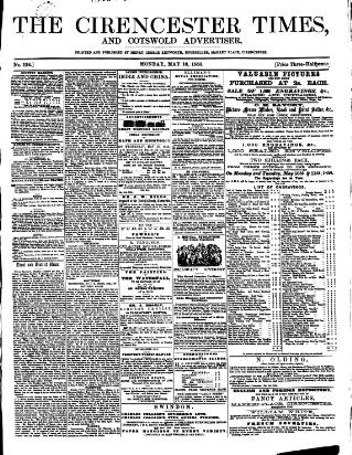 cover page of Cirencester Times and Cotswold Advertiser published on May 10, 1858