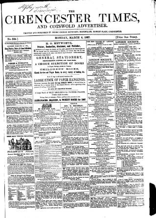 cover page of Cirencester Times and Cotswold Advertiser published on March 4, 1867