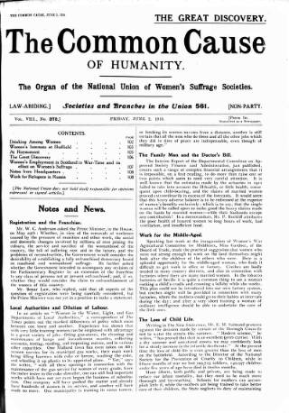 cover page of Common Cause published on June 2, 1916