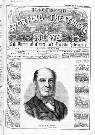 cover page of Illustrated Sporting News and Theatrical and Musical Review published on April 20, 1867